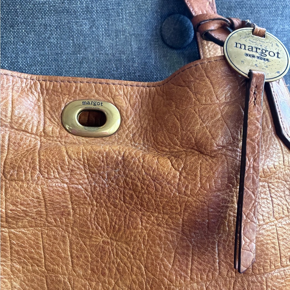 Margot Tan Croc-Embossed Leather Shoulder Bag - Picture 2 of 10